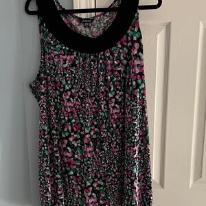 George Black Tank Top with Pink & Teal Dot Print